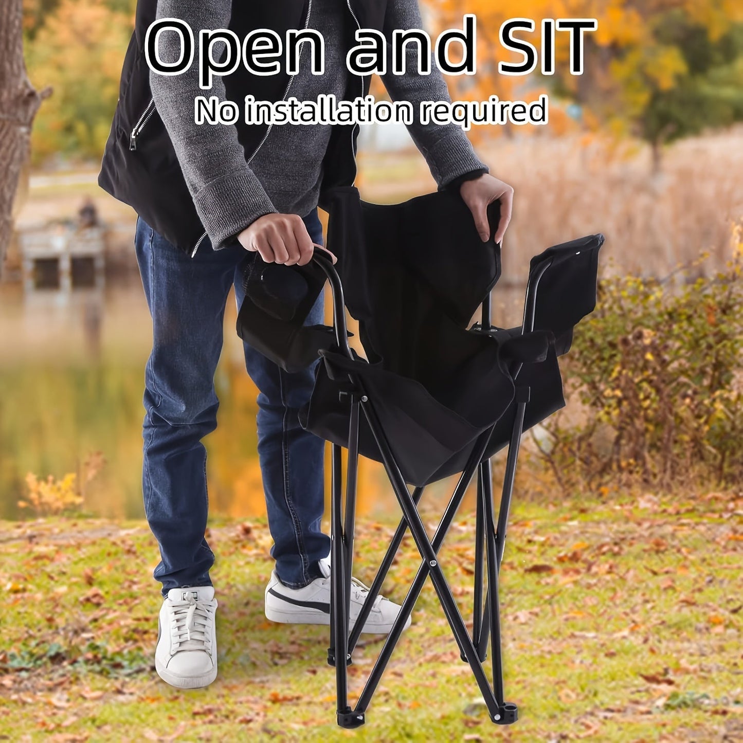 Foldable Camping Chairs 2 Pack – Steel Frame Oxford Cloth Cup Holders Portable Storage Bags for Outdoor BBQ Courtyard Beach Picnic Holiday Gift