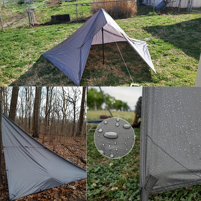 Outdoor Camping Tarp Canopy with UV Protection & Alloy Bracket – Portable Foldable 4-Person Shelter for Backpacking, Hiking, Garden & Outdoor Survival | All-Season Camping Awning