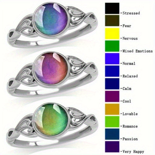 925 Sterling Silver Mood Ring with Temperature-Sensitive Color Change & Opal Inlay – Creative Unisex Ring for Men & Women, Lightweight 3.2g, Perfect for Daily Wear & Parties, Sizes 6-9