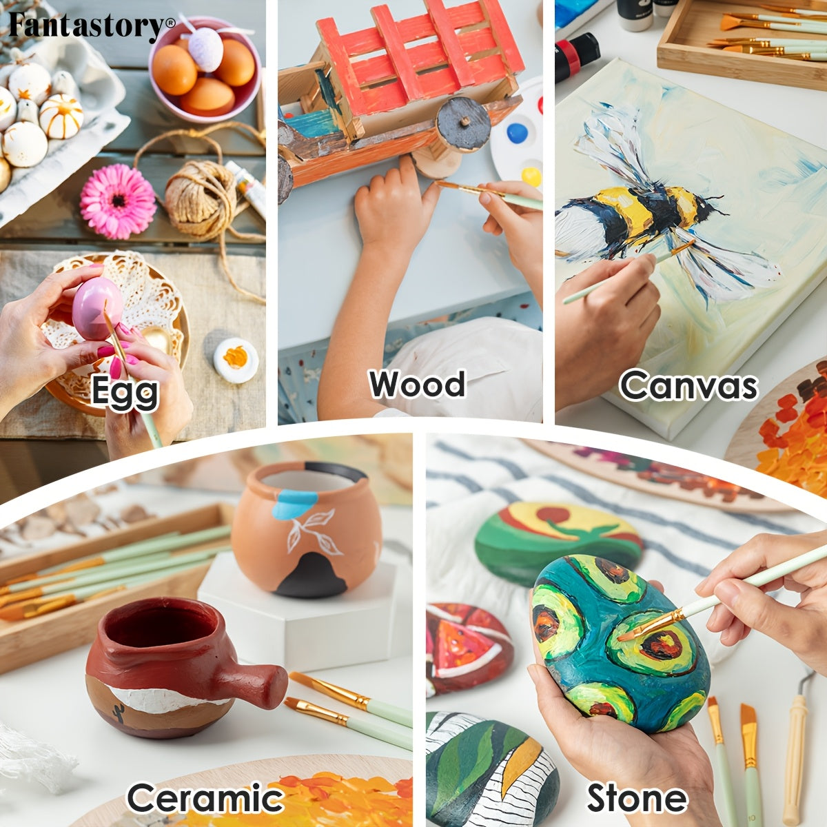 Professional Acrylic Paint Set 24 Colors 2oz/60ml Large Volume with 12 Brushes – Rich Pigment Thick Acrylic Paints for Canvas, Wood, Rock, Glass & Ceramic – Art Supplies for Beginners & Artists