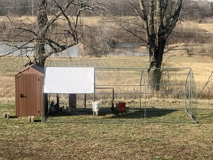 Large Walk-In Metal Chicken Coop Outdoor Hen House with Anti-UV Cover Aluminum Poultry Cage for Backyard Garden – Multiple Roof Styles