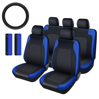 PU Leather Car Seat Covers Universal Fit Waterproof Quilted All-Season with Sponge Padding for Cars SUVs Trucks Gray Black Red Blue Single or 12-Piece Set