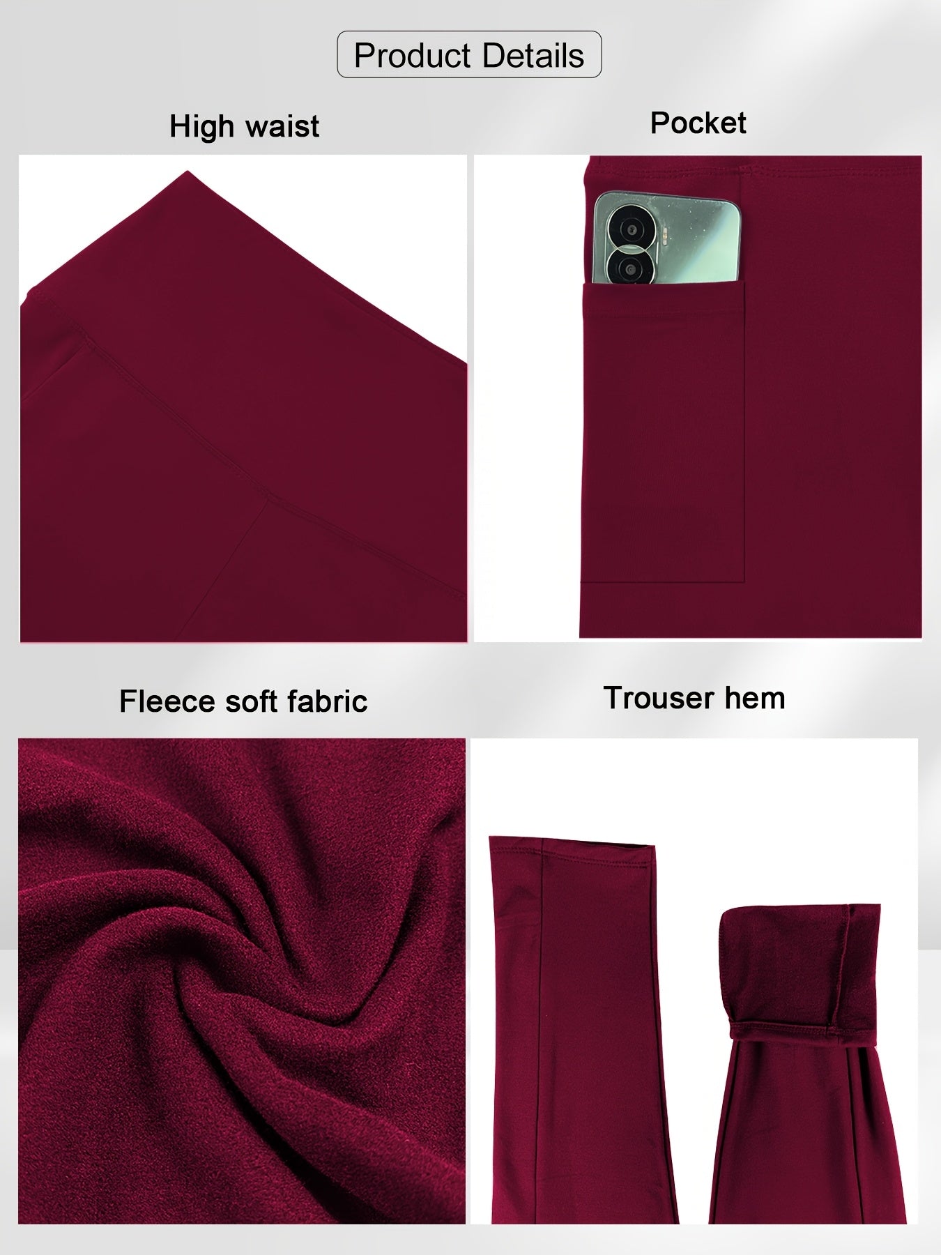 Women's Plus Size Yoga Pants with Pockets – High-Waist Fleece-Lined Warm Leggings for Fall & Winter, Tight-Fitting Elastic Sports Base Layer Pants, Sizes 1XL-5XL in Black, Gray, Burgundy & Navy