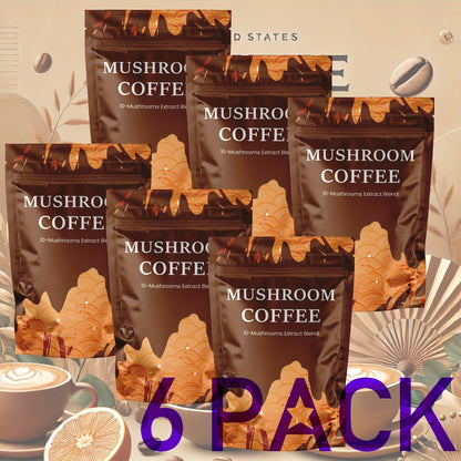 Mushroom Coffee with 10 Adaptogenic Mushrooms & MCT Oil – USA Grown Instant Coffee, Lion's Mane, Turkey Tail, Shiitake, 6.35 oz, Available in 1, 3 & 6 Pack