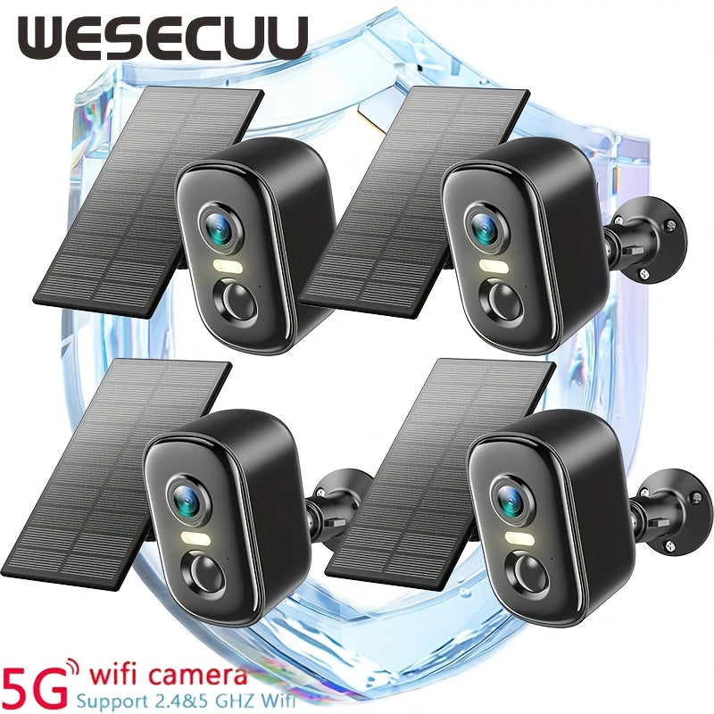 Solar Security Camera Outdoor Wireless WiFi – 1080P HD Night Vision, Dual Band 5G & 2.4GHz, IP66 Weatherproof, Motion Detection, App Remote Monitor, Indoor Outdoor Home Surveillance for Pets