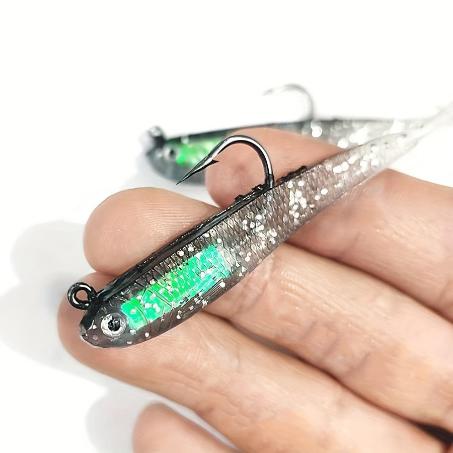 20pcs Bionic Soft Fishing Lures with Hook – Realistic Gray Fish Bait for Bass Sea Bass Black Fish, Lead Weighted Freshwater Saltwater Fishing Lure Set