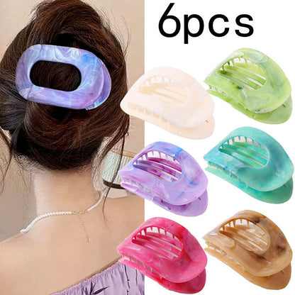 Oversized Shark Claw Hair Clips Set 5/6 Pcs – Non-Slip Extra-Large Flat Claw Clips for Thick Hair, Beach, Party & Everyday Wear, Vibrant Colors