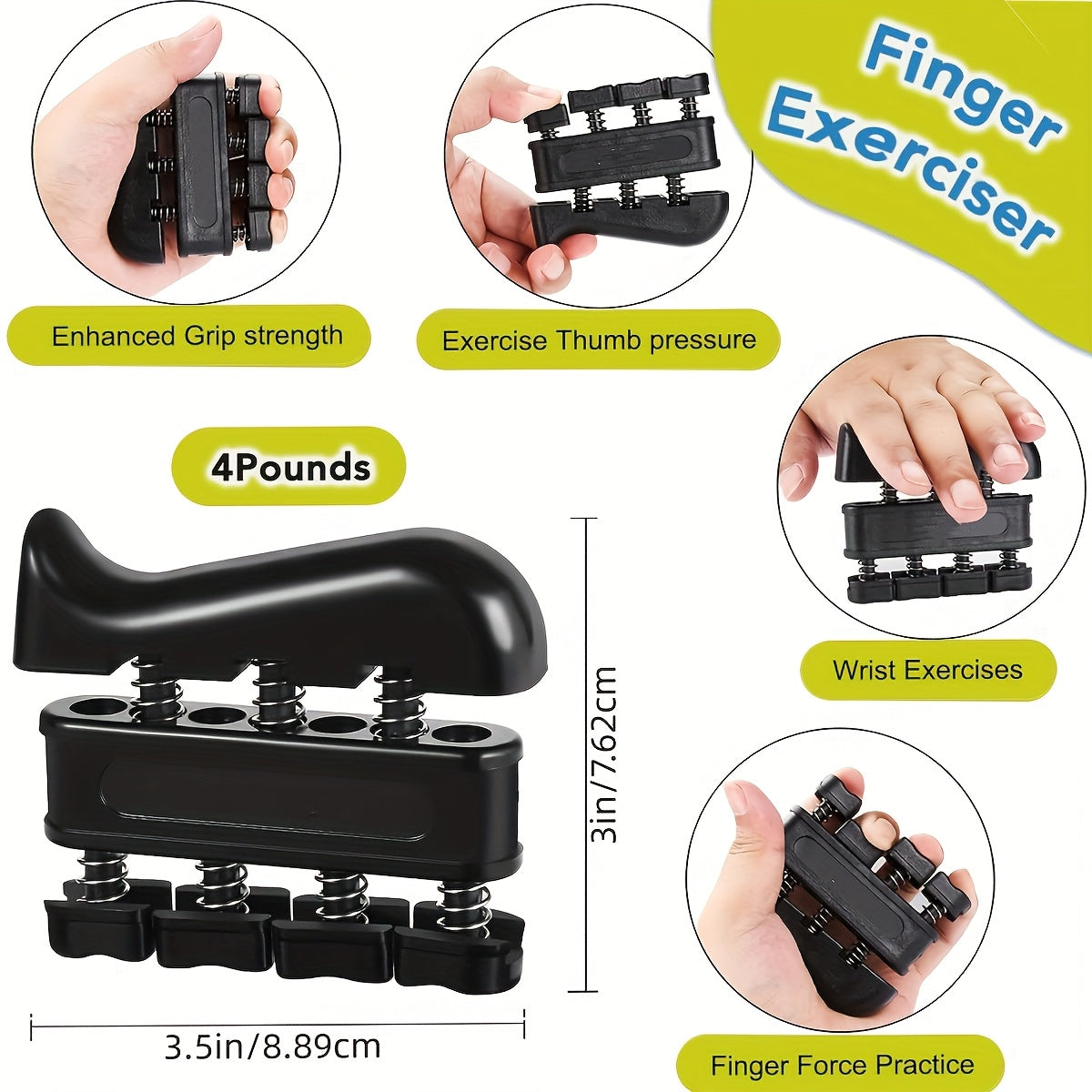 6-Piece Grip Strength Trainer Set – Adjustable Hand Gripper 10-130lbs with Auto Counter, Finger Exerciser, Forearm Workout Rings & Finger Stretcher, Hand Strengthener for Men Women All Hand Sizes