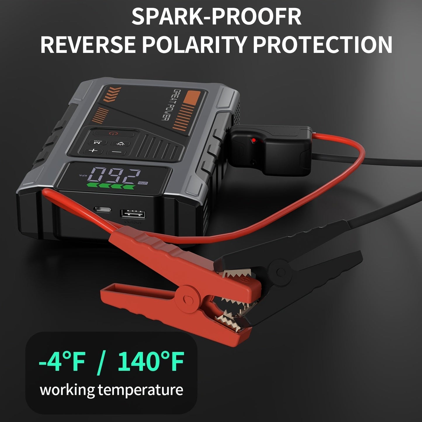 5-in-1 Jump Starter with Air Compressor 5000A Peak – 150 PSI Tire Inflator, 12V Car Battery Jump Pack for Gas & Diesel, Smart Cables & Battery Charger
