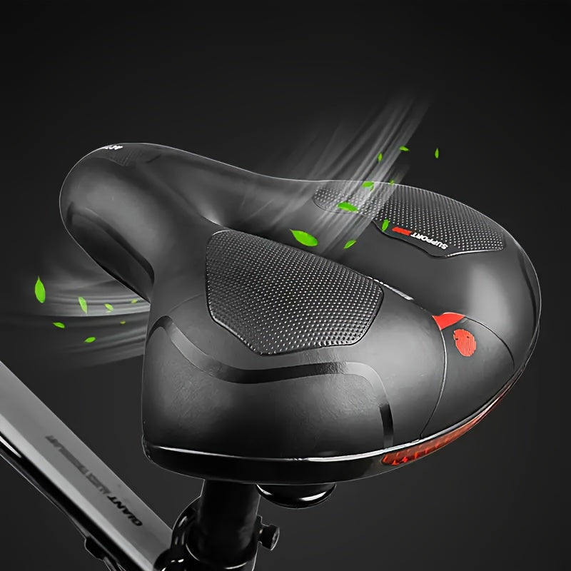 Gel Padded Bike Seat Waterproof Shock-Absorbing Bicycle Saddle – Soft Foam Leather Wide Cushion with Reflective Strip for City, Mountain, Road & Sport Bikes, Universal Fit for Men & Women