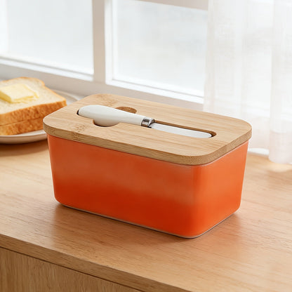 Luxury Large Ceramic Butter Dish with Lid & Butter Knife – Airtight Countertop Butter Keeper, Easy-Clean Design, Elegant Kitchen Accessory & Perfect Housewarming Gift for Butter Lovers
