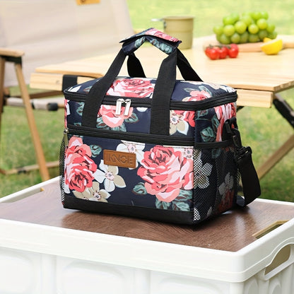 Insulated Lunch Bag Foldable Leakproof Thermal Tote for Work School Travel Picnic – Aluminum Foil Lining Keeps Food Cold Fresh Bento Box Bag Black Green Pink Floral