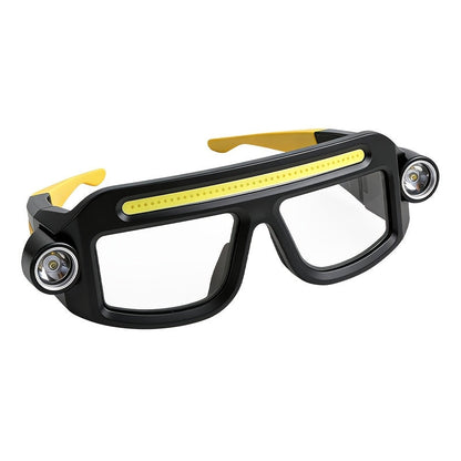 LED Glasses Headlamp – Head-Mounted Flashlight with Adjustable Brightness, Rotatable Beam & Strobe Mode for Night Running, Cycling, Fishing, Camping & Craft Work – Cool Design Outdoor Head Torch