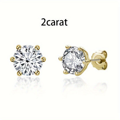 S925 Sterling Silver Moissanite Stud Earrings for Women – Vintage Elegant Style, 0.5CT 1CT 2CT 3CT, Gold & Silver, Daily Wear & Party Jewelry Gift