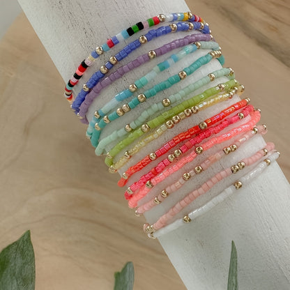 60pcs Bohemian Seed Bead Elastic Bracelets for Women – Multicolor Stackable Boho Stretch Bracelet Set, DIY Jewelry Making, Casual & Festival Wear, Random Bead Colors