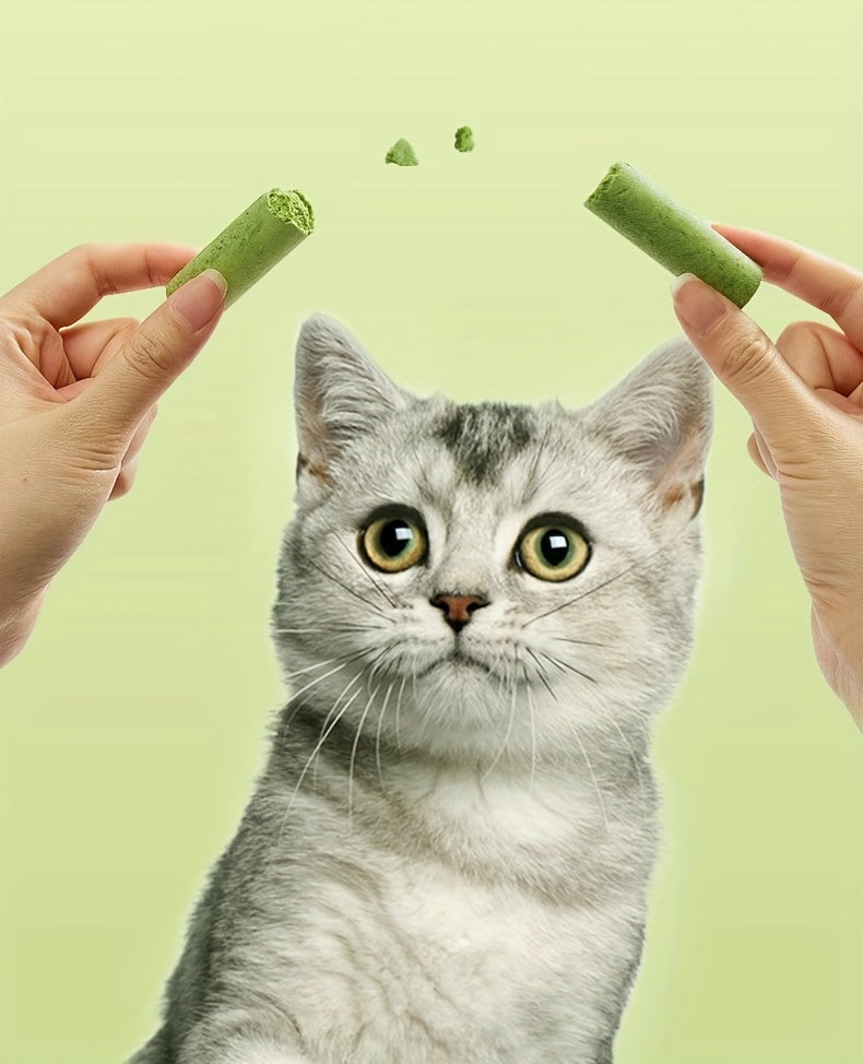 Cat Grass Sticks for Hairball Control – 3-in-1 Freeze-Dried Catnip Treats with Instant Granules & Hair Cream Tablets for Indoor Cats, Natural Hairball Remedy, 15 Count & 15-Pack Bundle