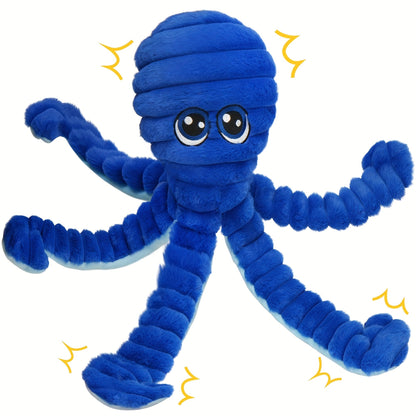 Squeaky Octopus Plush Dog Chew Toy – Interactive Stuffed Squeaker Toy for Puppies & Dogs, Soft Teeth Cleaning Chewable Animal Toy for Small Medium Large Breeds, Cute Gift, 5 Colors