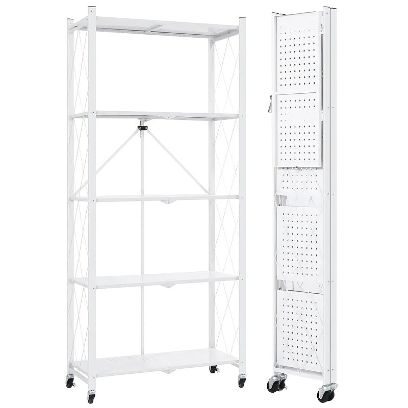 Bookshelf Shelving Unit with Wheels – 3, 4 & 5-Tier Portable Floor Standing Storage Rack for Office & Home, Multi-Layer Rolling Shelf Organizer, Easy Assembly – Black & White