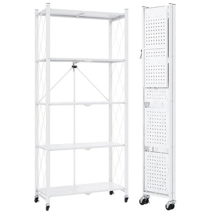 Bookshelf Shelving Unit with Wheels – 3, 4 & 5-Tier Portable Floor Standing Storage Rack for Office & Home, Multi-Layer Rolling Shelf Organizer, Easy Assembly – Black & White