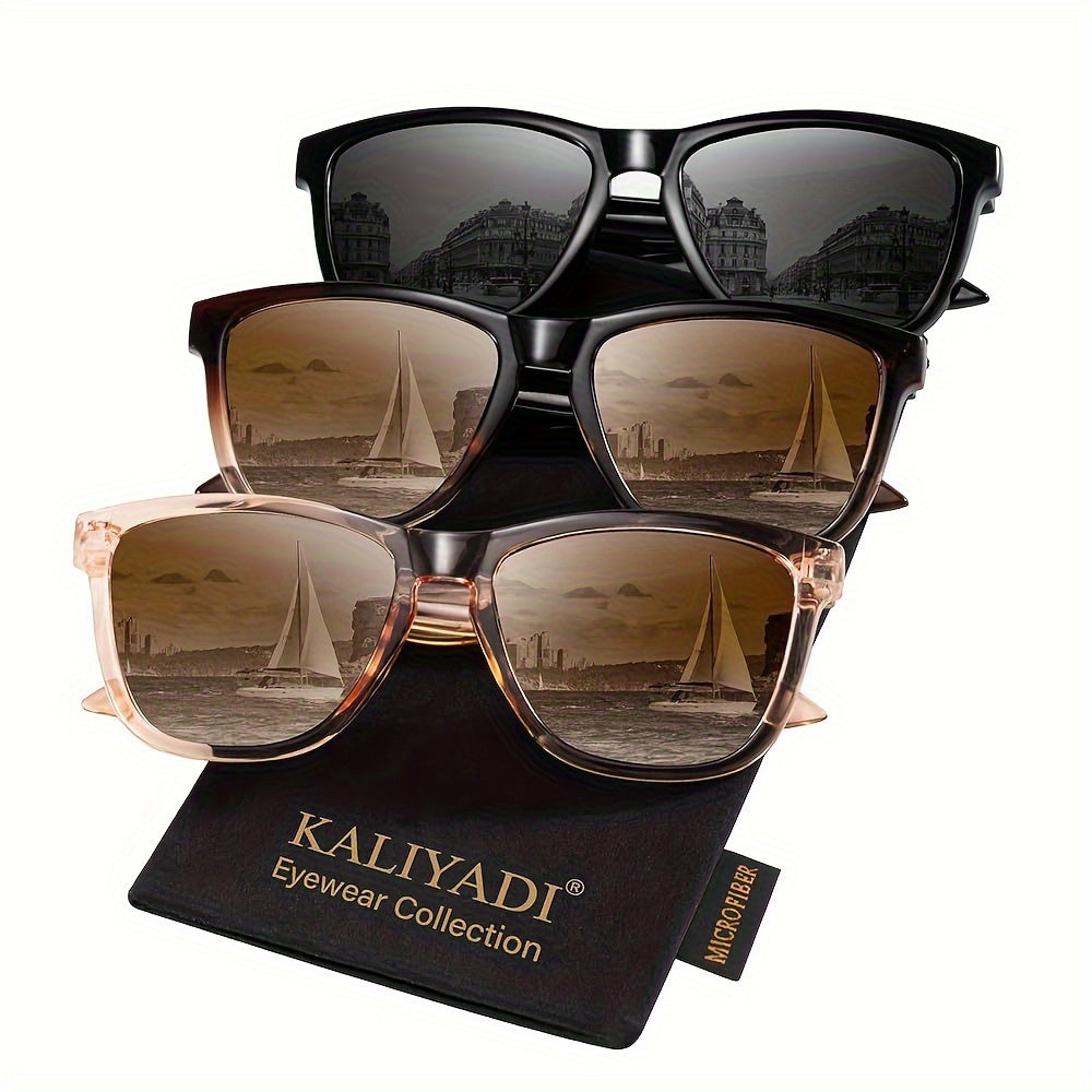 KALIYADI Women's Polarized Sunglasses 3-Pack – Trendy Fashion Shades for Shopping Street Photography Decoration, UV Protection Stylish Eyewear Gift Set in Multiple Color Combinations