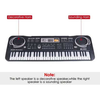 61-Key Electronic Piano Keyboard for Beginners - Built-In Microphone, Printed Music Sheets & USB Power, Complete Starter Kit for Kids & Adults, Perfect Birthday Gift for Music Lovers