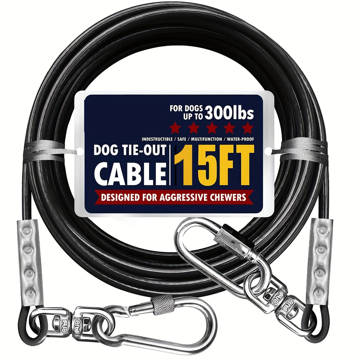 Heavy Duty Dog Tie-Out Cable for Large Dogs Up to 300 LBS Steel Wire Yard Runner Leash with Swivel Hooks - Outdoor Dog Run Cable for Yard in Blue Magenta Black S/M/L