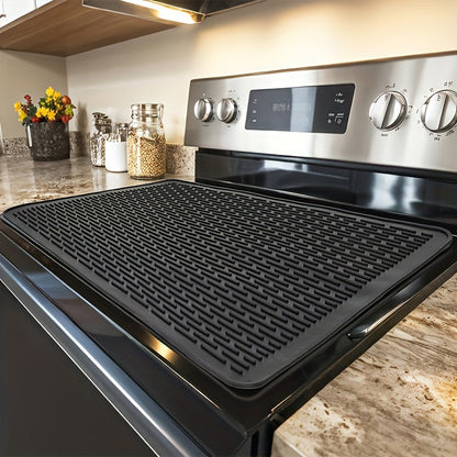 Silicone Stove Cover Cooktop Protector Mat 28x20" Heat Resistant Dishwasher Safe for Glass Top Electric Ceramic Induction Stove – Scratch & Stain Guard Dish Drying Mat Kitchen Counter Extender