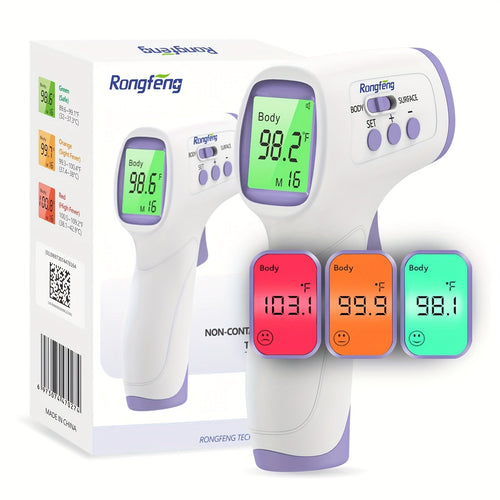 No-Touch Forehead Thermometer for Adults & Kids – Digital Infrared Thermometer with Fever Alarm, 3-Color Backlit Display, 28 Memory Recall, Fast & Accurate Results for All Ages