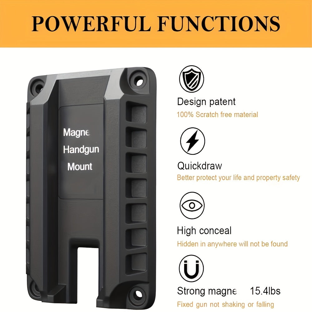 2-Pack Magnetic Gun Mount Concealed Pistol Holder – Strong Quick-Draw Magnet Gun Holster for Car, Truck, SUV, Desk, Bedside, Wall & Under Counter, Universal Handgun Magnetic Mount