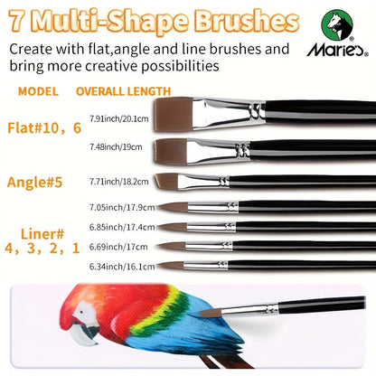 Acrylic Paint Set 36 Colors with 7 Brushes Palette 3 Blank Canvases for Canvas Rock Wood Wall Ceramic Art Adults Students Hobby Birthday Easter Gift