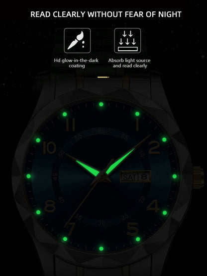 Men's Luxury Stainless Steel Watch with Luminous Hands & Date Display – Elegant Analog Timepiece for Business, Professional & Casual Wear, Ideal Gift for Him