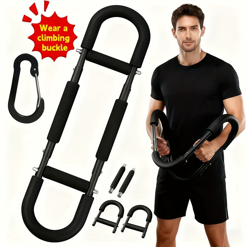 Adjustable Spring Exercise Bar 3-Speed Resistance Arm Trainer for Forearm Triceps Chest Strength, Detachable Portable Home Gym Fitness Equipment, Upper Body Muscle Builder - Black Mini, Red 3-Tube, Blue Reinforced