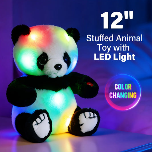 Light Up Panda Stuffed Animal 8 & 12 Inch – Cute Panda Bear Plush Toy with LED Glow Light, Soft Hugging Plushie Gift for Kids Boys Girls, Birthday Christmas Holiday Home Decor