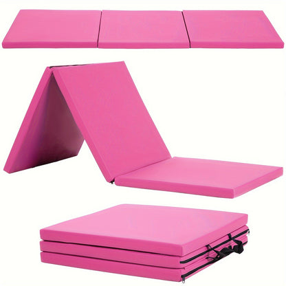 Tri-Fold Yoga Mat Heavy Duty Non-Slip Gymnastics Exercise Mat with Carrying Handles – High-Density Foam Folding Workout Mat for Home Gym, MMA, Wrestling, Stretching & Fitness Training for Men & Women