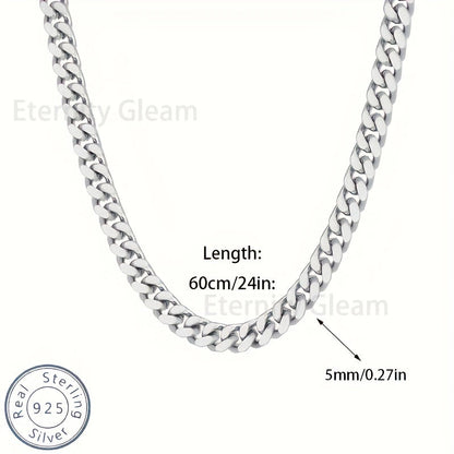 925 Sterling Silver Cuban Chain Necklace for Men – Bold Fashion Link Chain, 20-24 Inch, Gift Box Included, Perfect for Birthday, Valentine’s Day, Christmas & Holiday Gifts