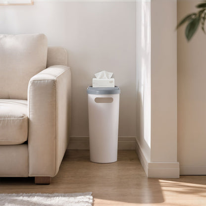 Small Bathroom Trash Can with Built-In Handles 2/1 Pack – Rustproof Plastic Wastebasket, Space-Saving Design for Bathroom, Laundry Room & Home Office, Includes Trash Bags