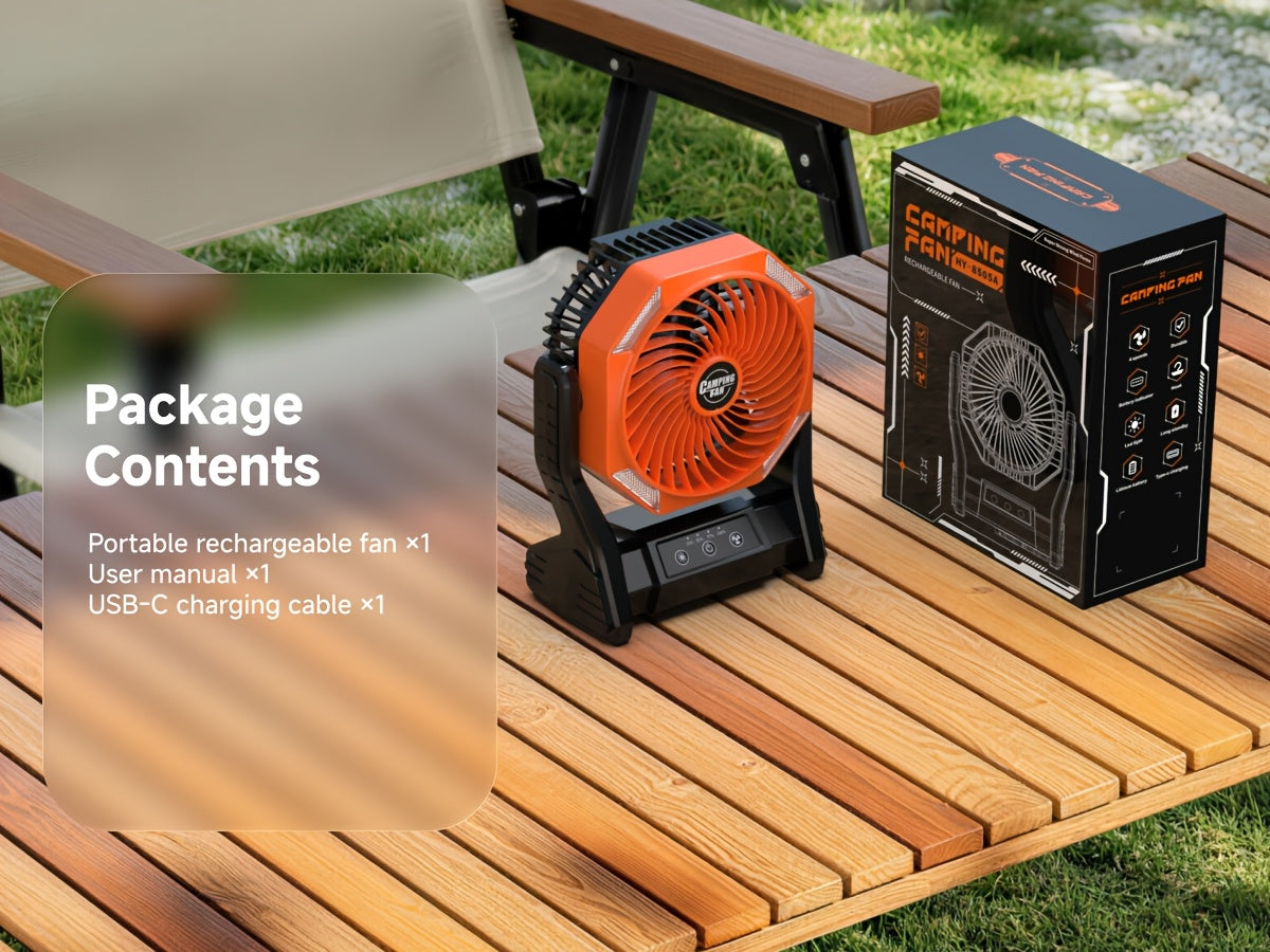 20000mAh Camping Fan with LED Light – 4 Wind Speeds, Brushless Motor, 180° Oscillation, 22-26H Battery Life, 3-in-1 Portable Outdoor Desk Fan for Camping, Hiking, Picnic & Emergency Use – 6 Colors