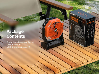 20000mAh Camping Fan with LED Light – 4 Wind Speeds, Brushless Motor, 180° Oscillation, 22-26H Battery Life, 3-in-1 Portable Outdoor Desk Fan for Camping, Hiking, Picnic & Emergency Use – 6 Colors