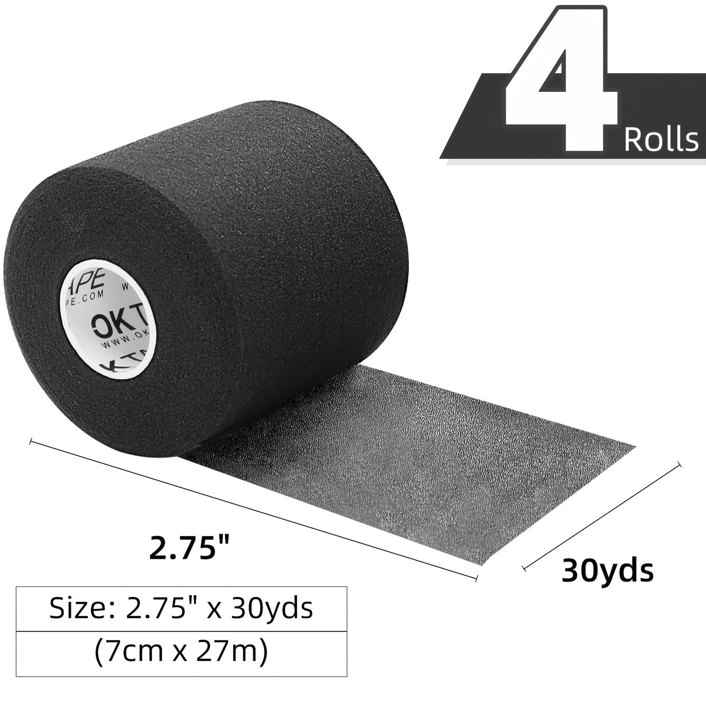 Pre Wrap Tape 4-Rolls Athletic Foam Underwrap for Sports - Protect Ankles Wrists Hands Knees, 2.75 Inch x 30 Yards Each Roll, OK TAPE Sports Underwrap