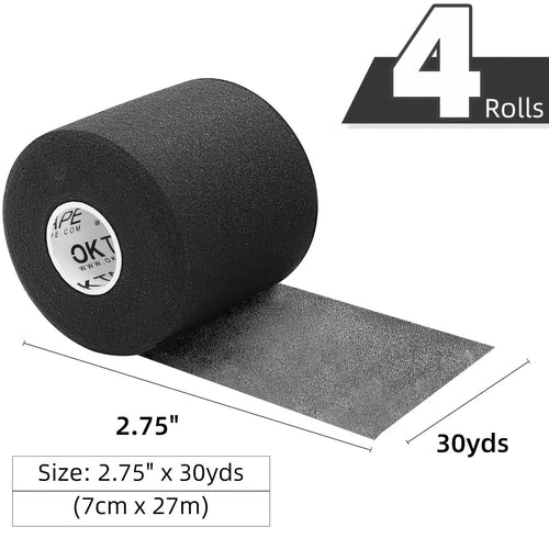 Pre Wrap Tape 4-Rolls Athletic Foam Underwrap for Sports - Protect Ankles Wrists Hands Knees, 2.75 Inch x 30 Yards Each Roll, OK TAPE Sports Underwrap