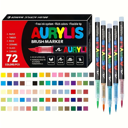 Acrylic Paint Markers Brush Tip Waterproof Quick-Drying Paint Pens for Rock Painting Wood Canvas Glass Ceramic Metal 12 to 168 Colors Art Craft Supplies Gift