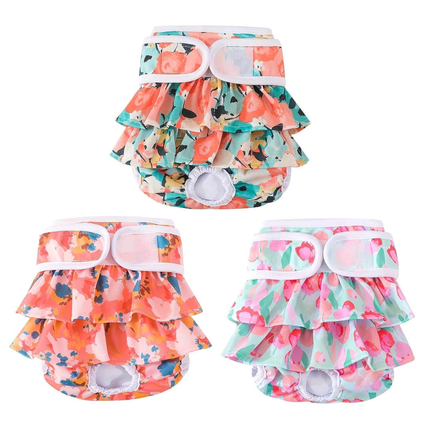 Washable Female Dog Diapers 3 Pack Reusable Highly Absorbent – Dog Period Panties for Female Dogs in Heat Incontinence & Puppy Training XS to L