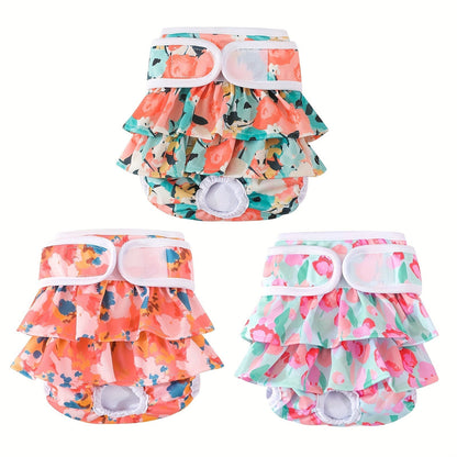 Washable Female Dog Diapers 3 Pack Reusable Highly Absorbent – Dog Period Panties for Female Dogs in Heat Incontinence & Puppy Training XS to L