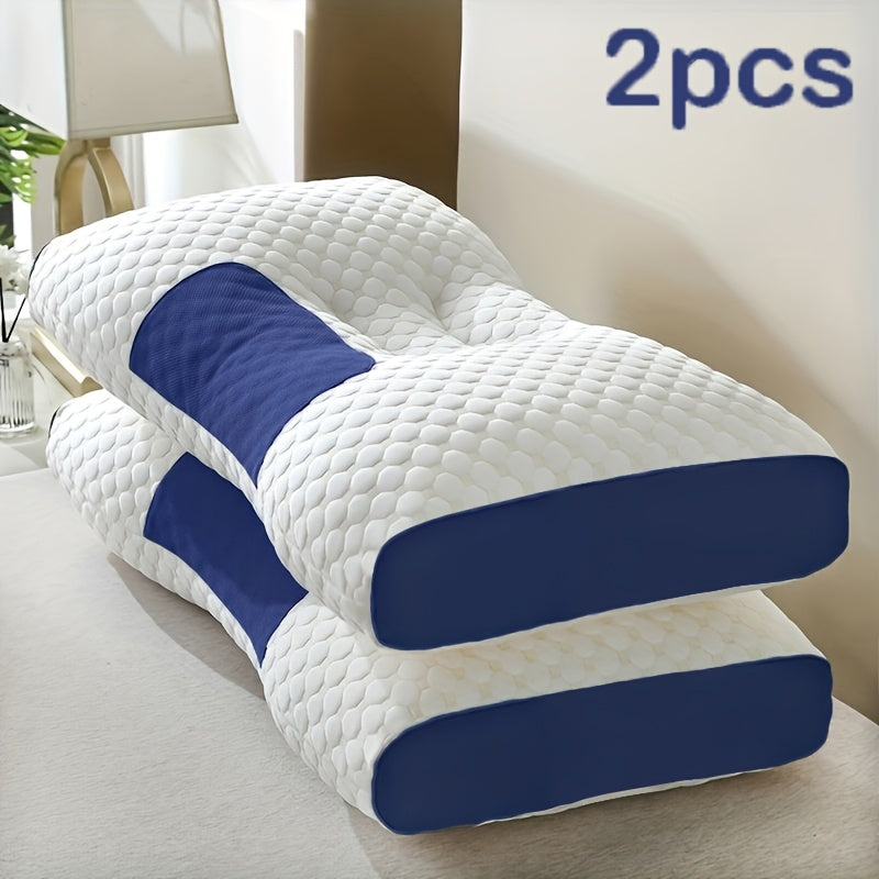 2-Pack Ergonomic Contour Neck Pillow – Orthopedic Cervical Support with Removable Zippered Cover, Breathable All-Season Sleeping Comfort, Neck & Shoulder Pain Relief, 7 Colors White Gray Blue Purple