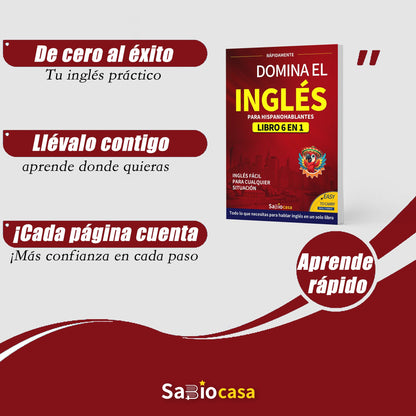 SabioCasa Dominate English 6 Books in 1 with Audio for Spanish Speakers – Powerful Beginner Learning System for Real-Life Communication | Spanish Edition ESL Guide
