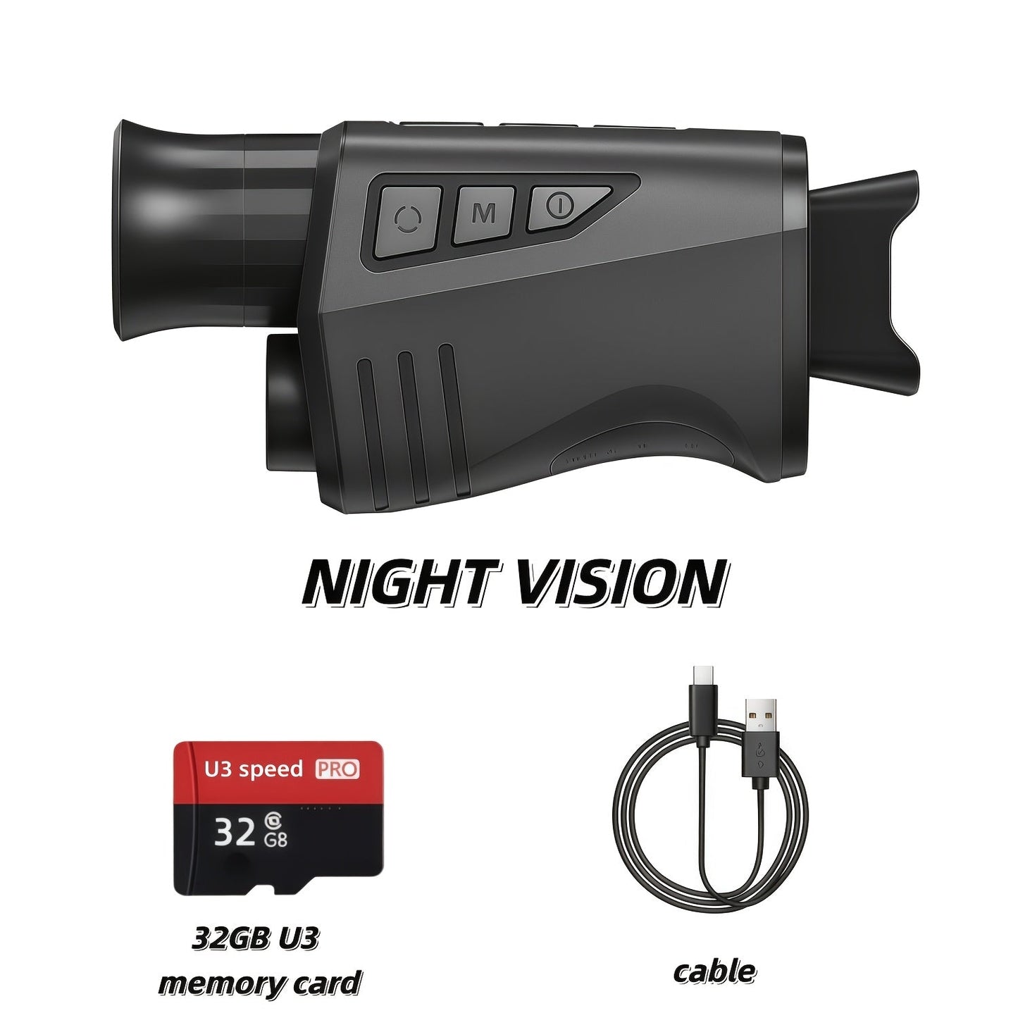 Night Vision Monocular 16x Digital Zoom Infrared - 1.54" HD Display Screen, 32GB Memory Card Included, Portable Night Vision Device for Hunting, Camping, Wildlife Observation & Outdoor Adventure