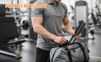 Cordless Battle Rope 2-Piece Set for Home Gym Arm Strength Aerobic Cardio Muscle Training Low-Impact Workout Fitness Equipment for Men and Women