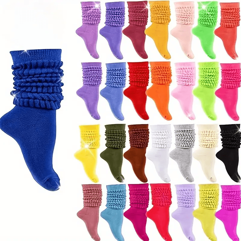Women's Crew Socks 14 Pairs – Soft Thick Loose Socks Mixed Solid Colors, All-Season Comfortable Sports Leisure Socks, Machine Washable, Christmas Halloween Gift Set