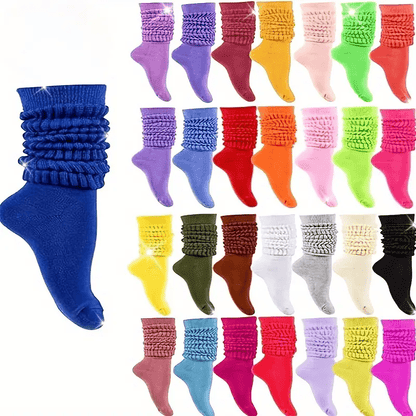 Women's Crew Socks 14 Pairs – Soft Thick Loose Socks Mixed Solid Colors, All-Season Comfortable Sports Leisure Socks, Machine Washable, Christmas Halloween Gift Set