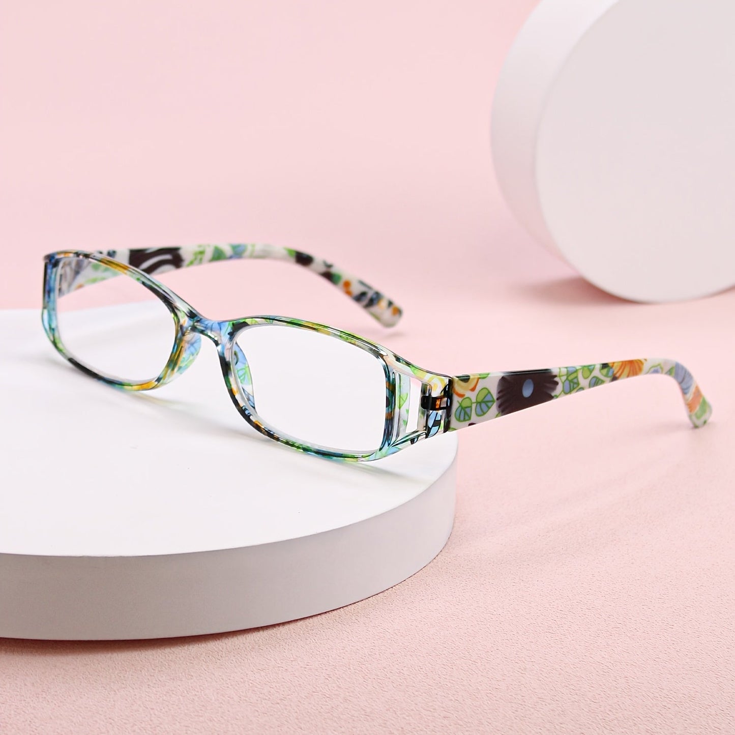 9 Pack Vintage Floral Square Frame Reading Glasses for Women, Lightweight Stylish Readers with Flower-Embellished Frames for Office & Everyday Use, Perfect Gift Set